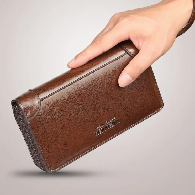 Portefeuille long en cuir PU - 5 Compartiments (Téléphone, Cartes, Monnaies..)