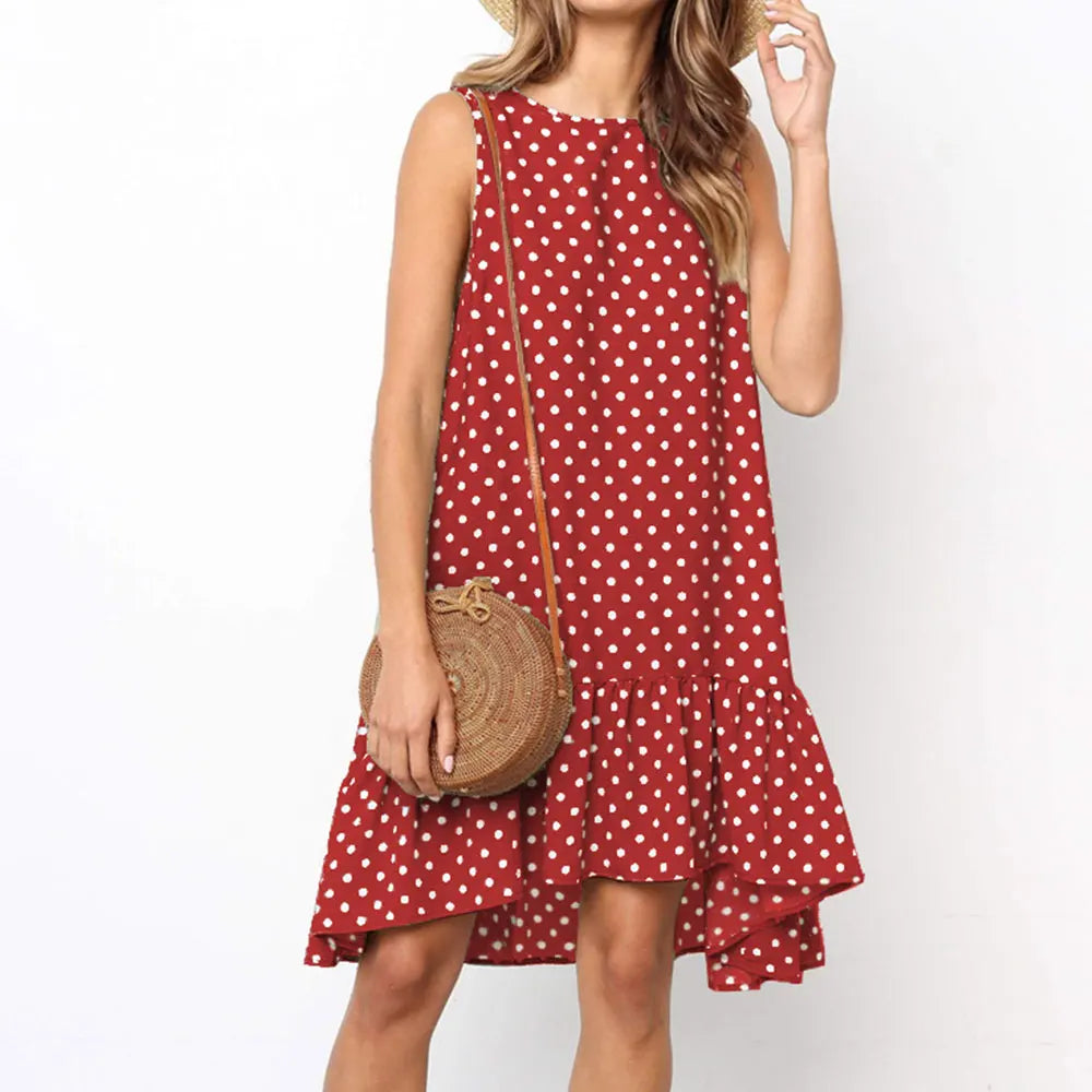 Mini robe en mousseline à pois pour femme