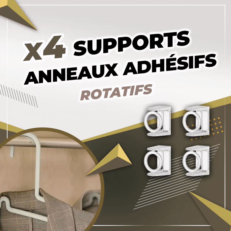 Lot de 4 Supports anneaux adhésifs rotatifs