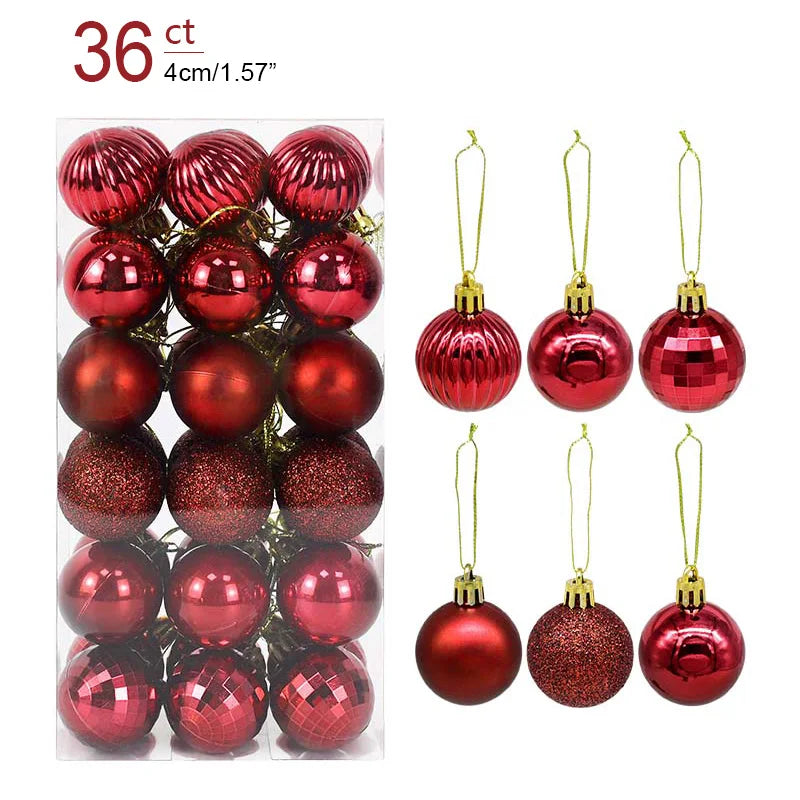 Lot de 36 Mini Boules de Noël