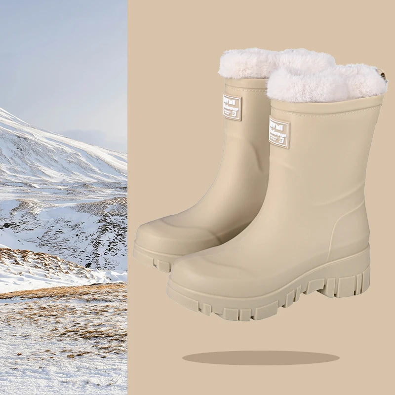 Bottes de Pluie Montantes à Doublure Chaude - Femme