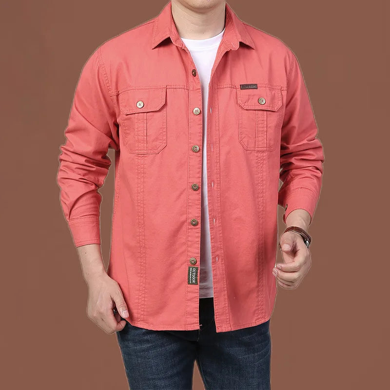 Chemise Style Armée 100% Coton - Printemps/Automne