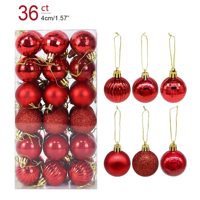 Lot de 36 Mini Boules de Noël