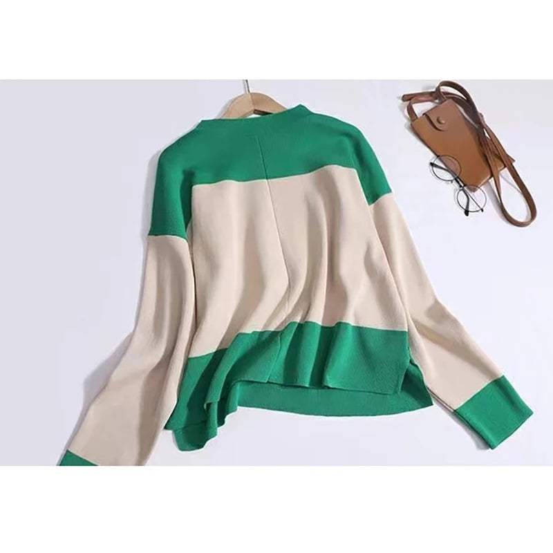 Ensemble pull et pantalon bicolore élastiques