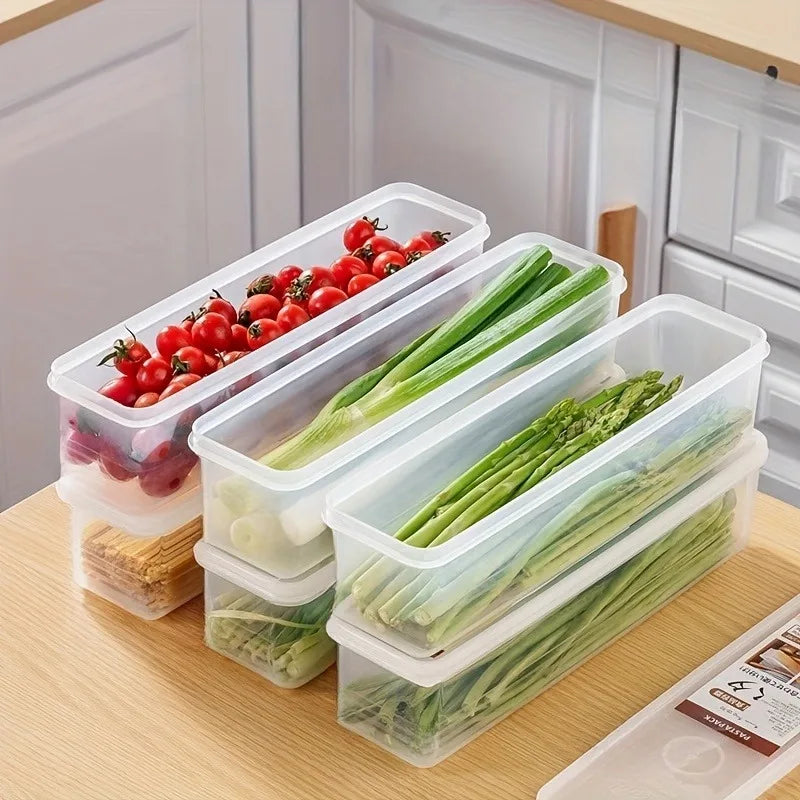 Lot de 4 Boîtes de Rangement pour Réfrigérateur – Conteneurs Alimentaires Rectangulaires Réutilisables pour Fruits, Légumes...