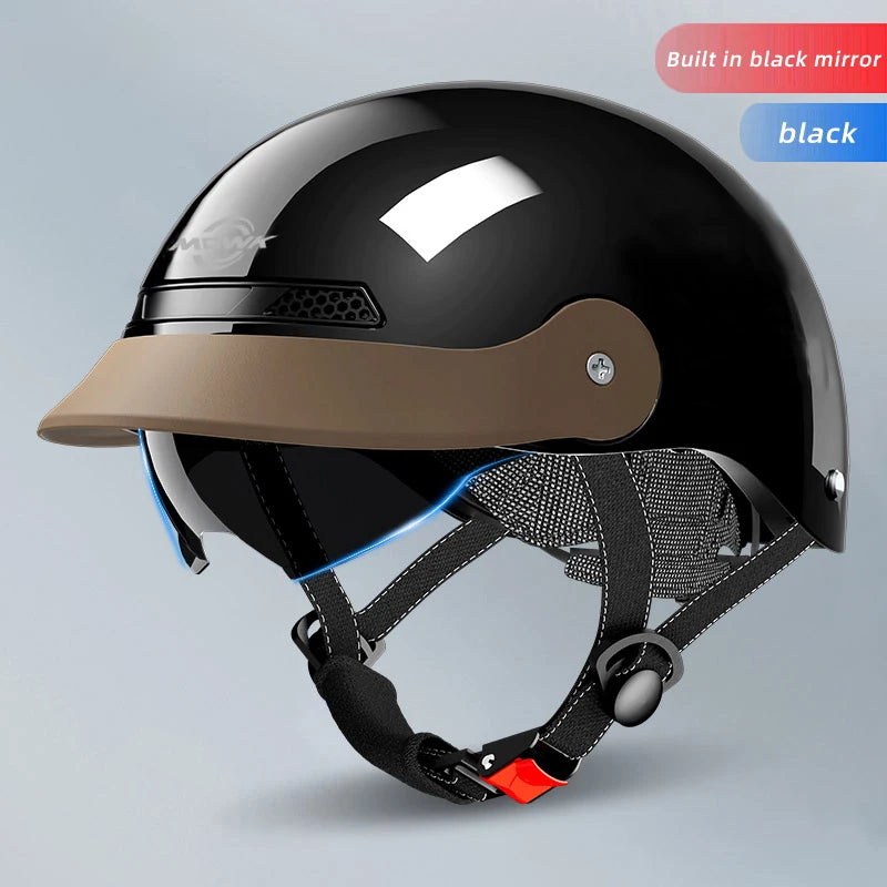 Casque Moto/Vélo avec Visière Vintage pour Femme – Respirant & Réfléchissant – Homme Femme