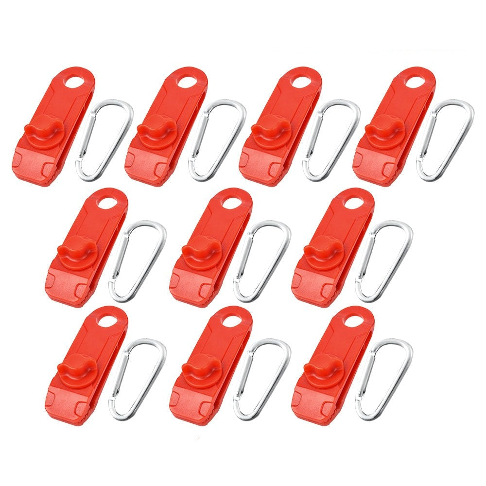 Lot de 10 Clips de bâche et Toile + Mousquetons