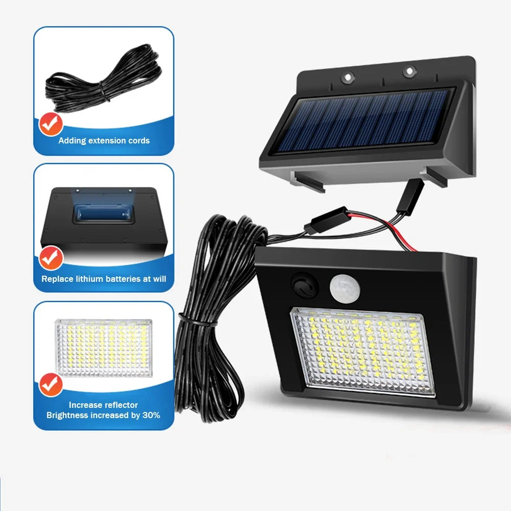 Lampe Murale Solaire 48 LED – Panneau Séparable