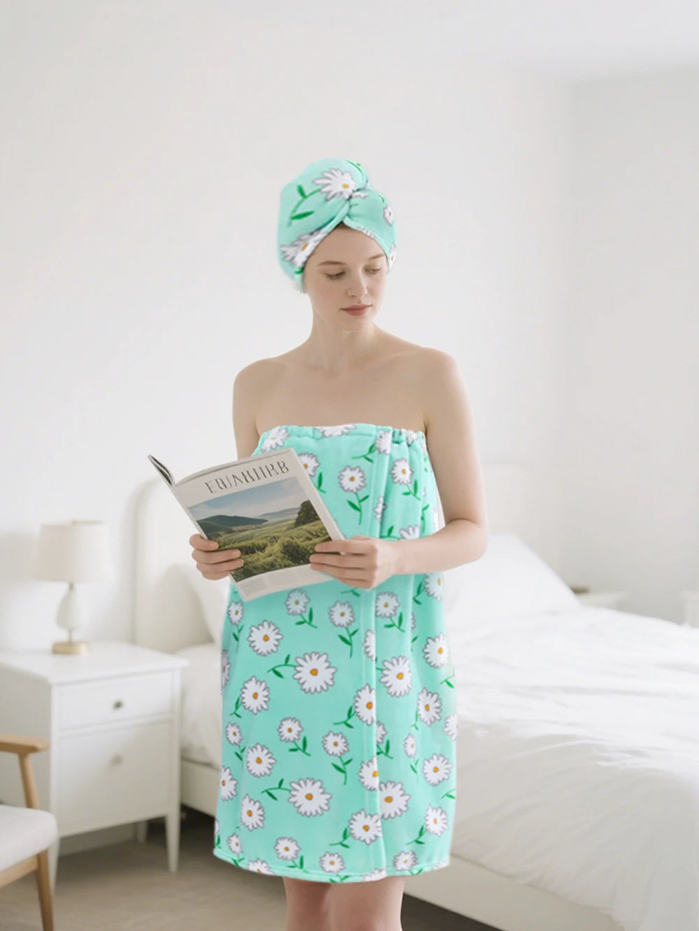 Ensemble 2PCS de Bain - Serviette & Turban en Microfibre ULTRA Absorbande