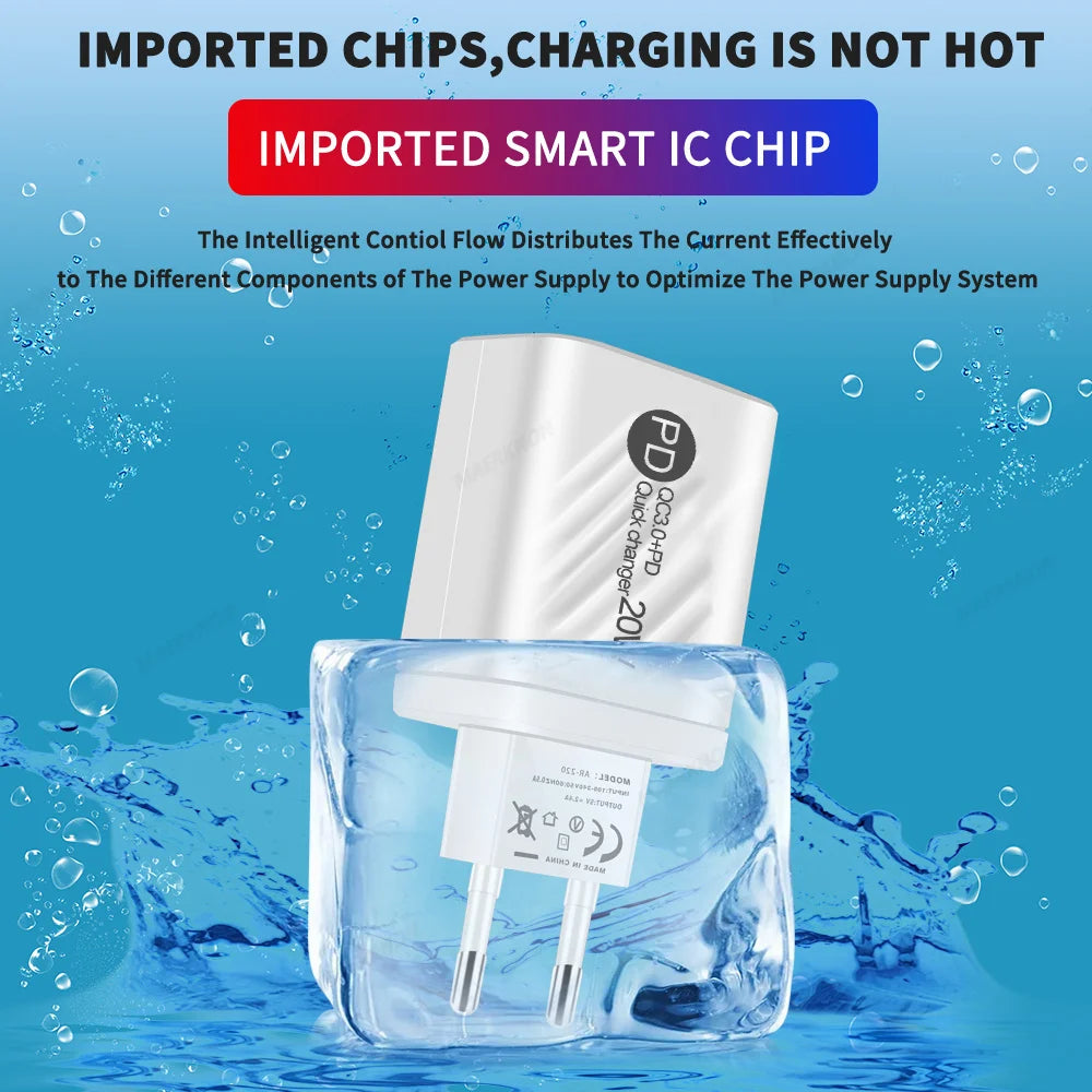 Chargeur USB 2 en 1 20W à Affichage Numérique - Charge Rapide 3.0