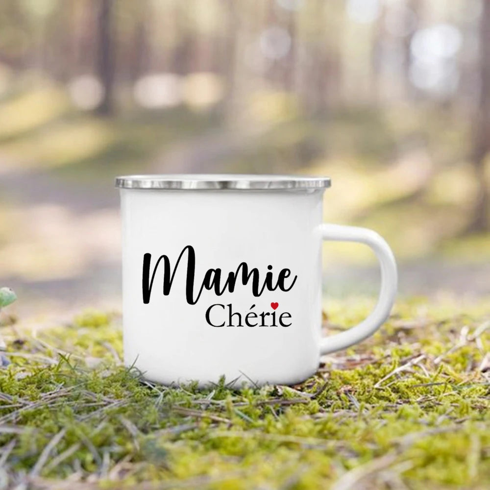 Tasse en Acier Émaillé Message Personnalisé - Idée Cadeau