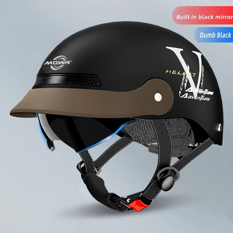 Casque Moto/Vélo avec Visière Vintage pour Femme – Respirant & Réfléchissant – Homme Femme