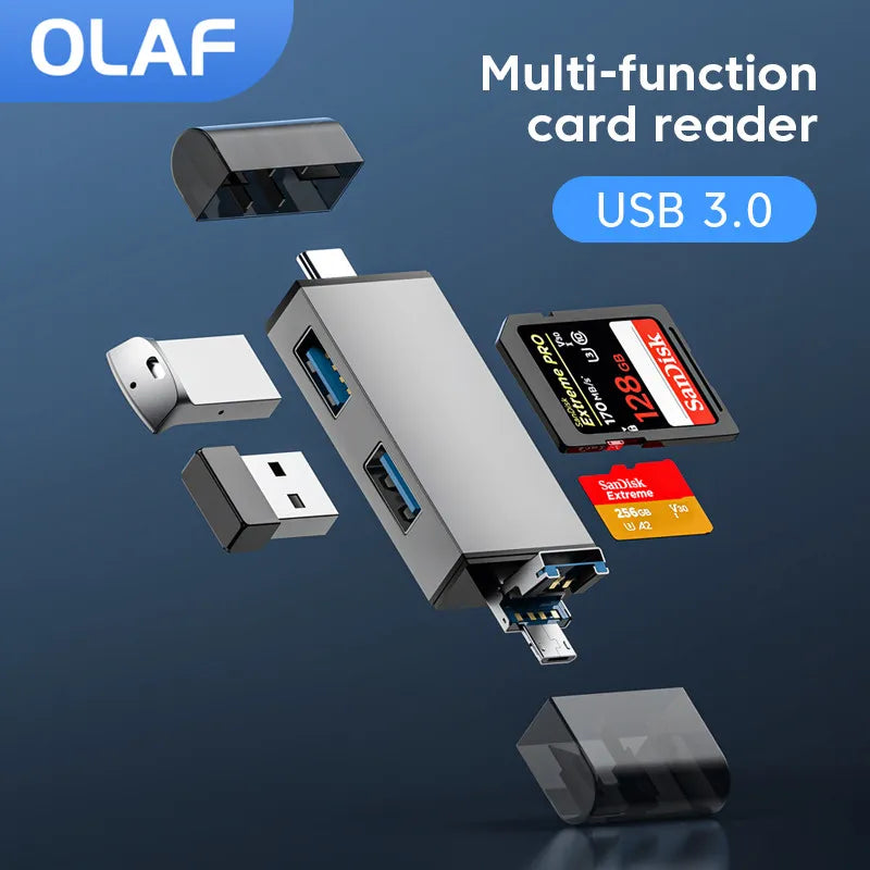 Mini Lecteur USB et Carte SD 3.0 7 en 1 - Transfert Rapide