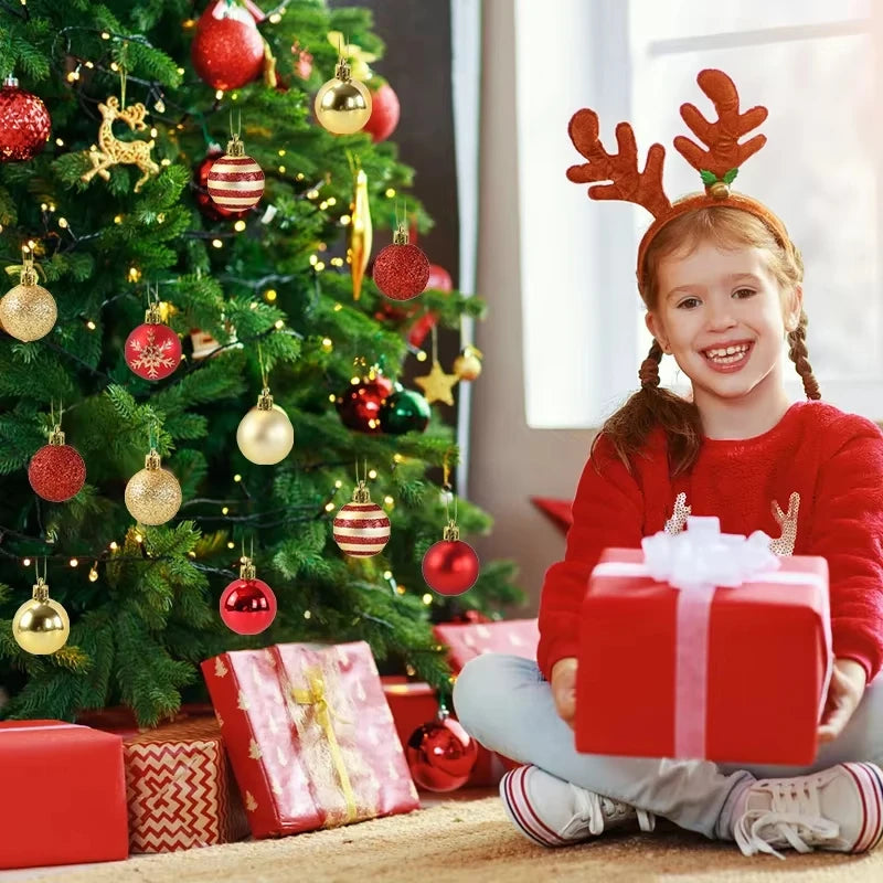 Ensemble de 50 Boules de Noël pour Sapin Rouge & Doré