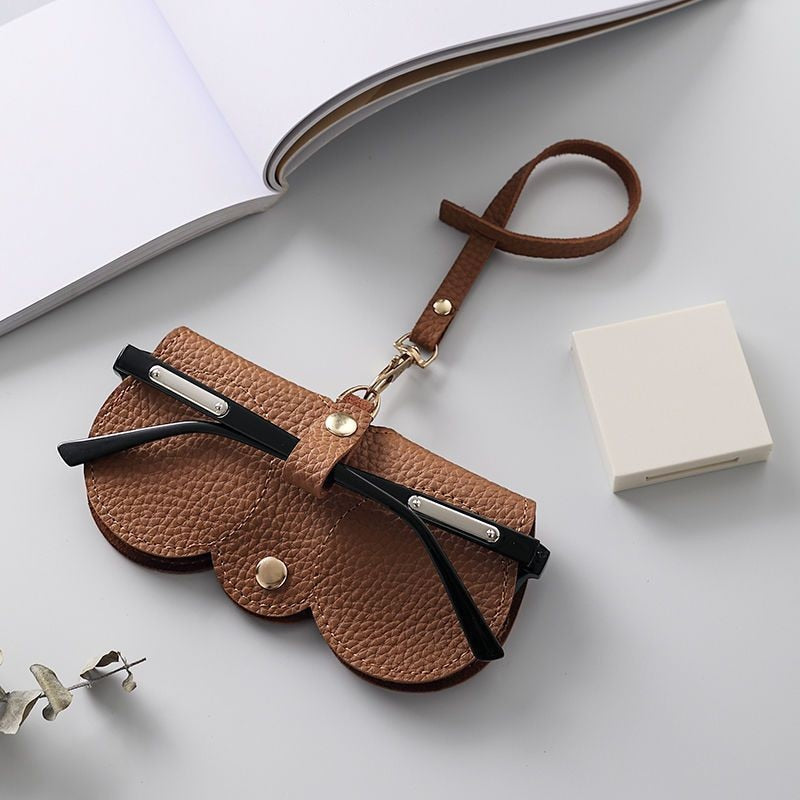 Pochette pour lunettes en cuir souple