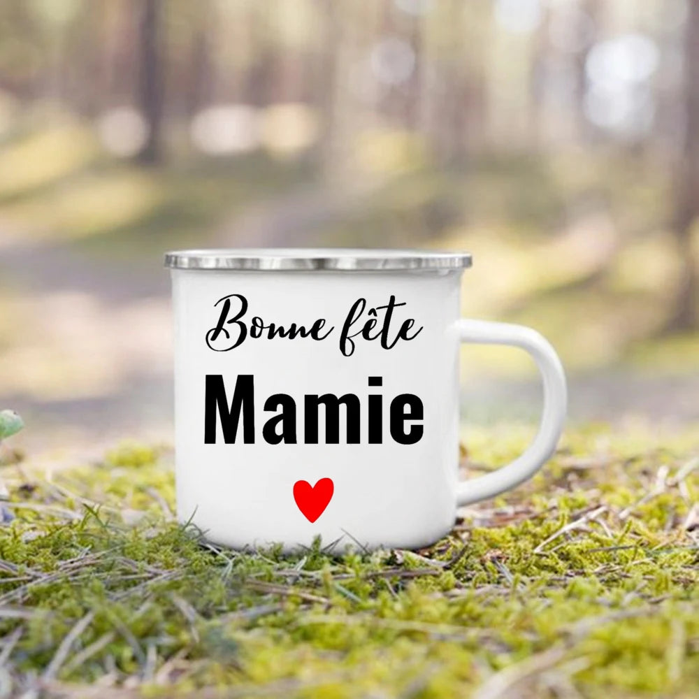 Tasse en Acier Émaillé Message Personnalisé - Idée Cadeau