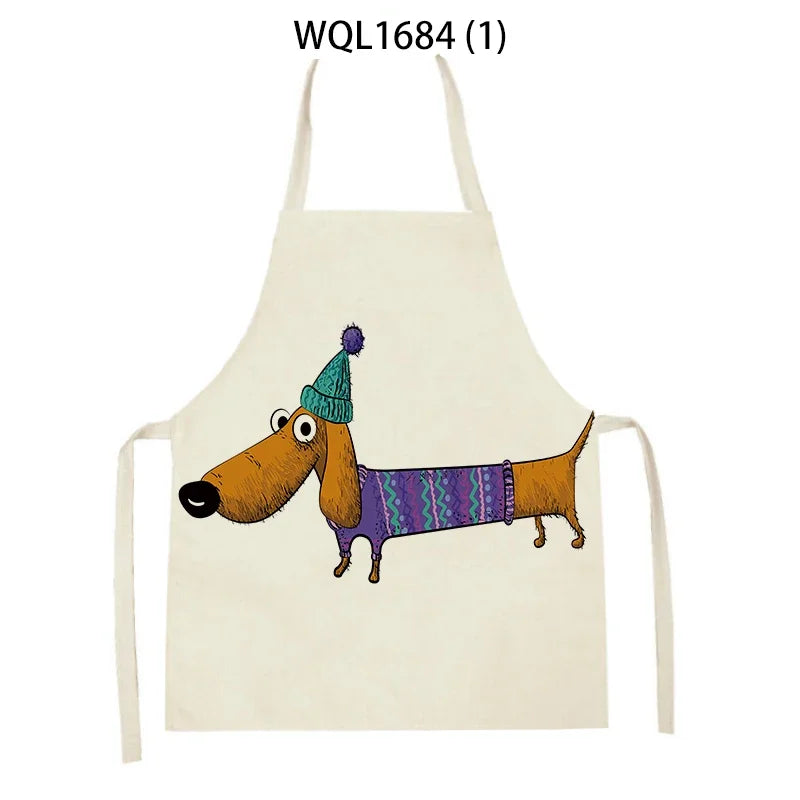 Tablier de Cuisine en Lin à Motif Chien Teckel