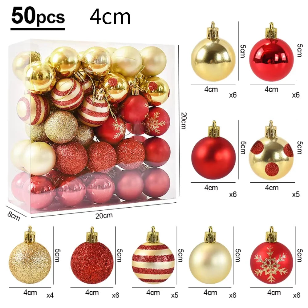 Ensemble de 50 Boules de Noël pour Sapin Rouge & Doré