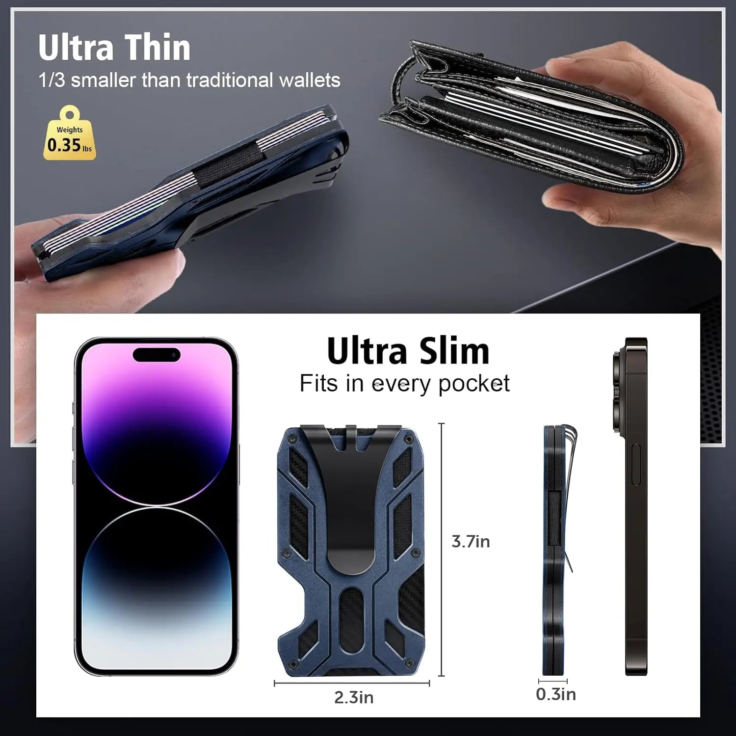 Porte-cartes ULTRA SLIM en aluminium léger - Anti-piratage