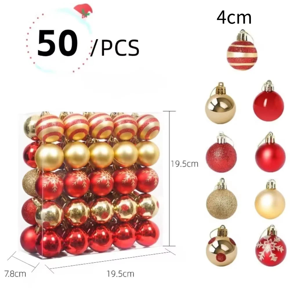 Ensemble de 50 Boules de Noël pour Sapin Rouge & Doré