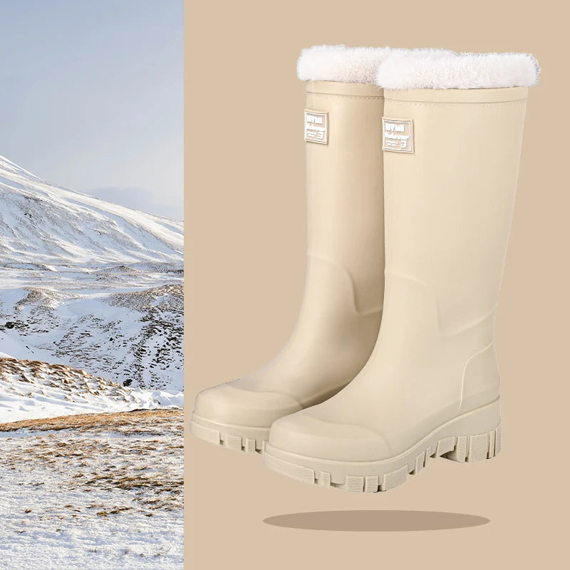 Bottes de Pluie Montantes à Doublure Chaude - Femme