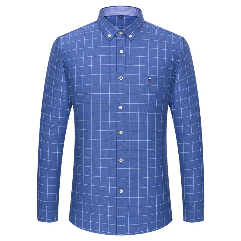 Chemise en coton à rayures à manches longues pour homme