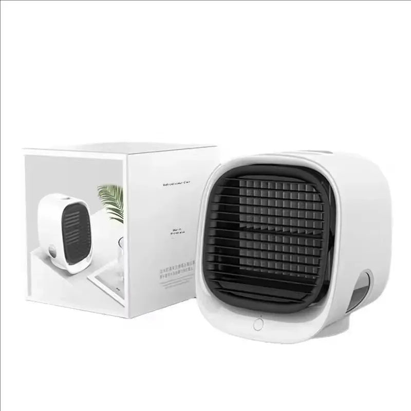 Rafraîchisseur d’Air Portable USB – Mini Climatiseur avec Brumisateur, Ventilateur de Bureau Rechargeable