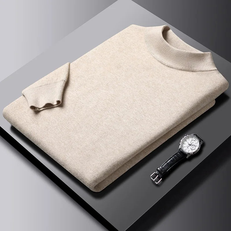 Pull intemporel en Maille à Col Cheminé - Homme