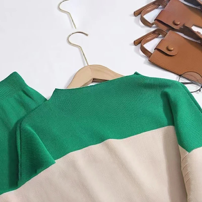 Ensemble pull et pantalon bicolore élastiques