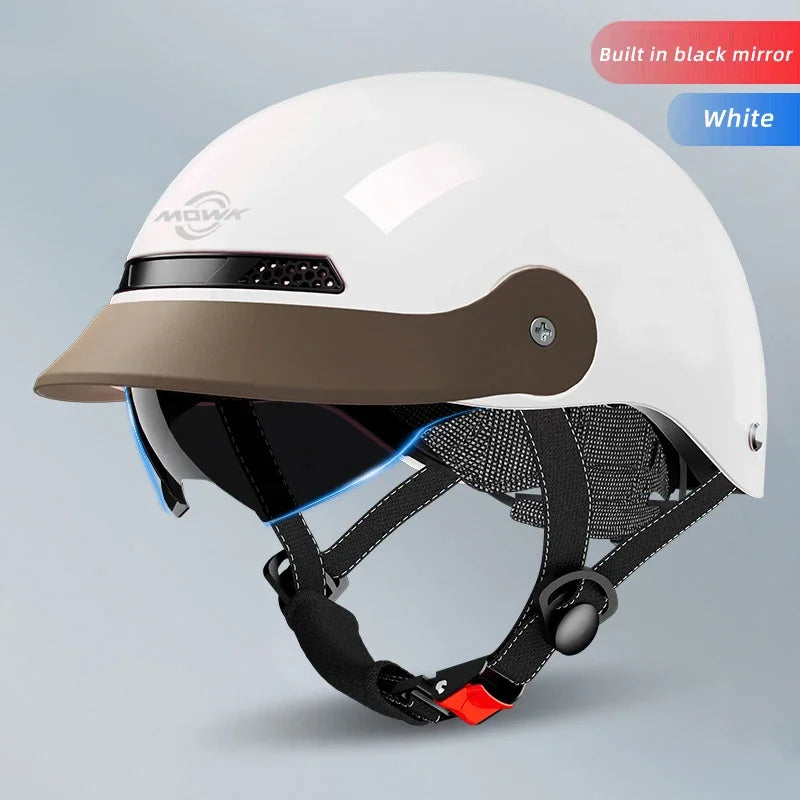 Casque Moto/Vélo avec Visière Vintage pour Femme – Respirant & Réfléchissant – Homme Femme