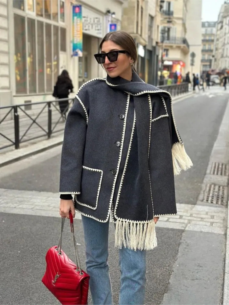 Veste 2 en 1 avec écharpe intégrée