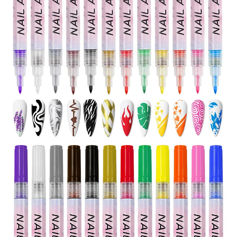 12x Stylos à Nail Art Colorés pour Manucure