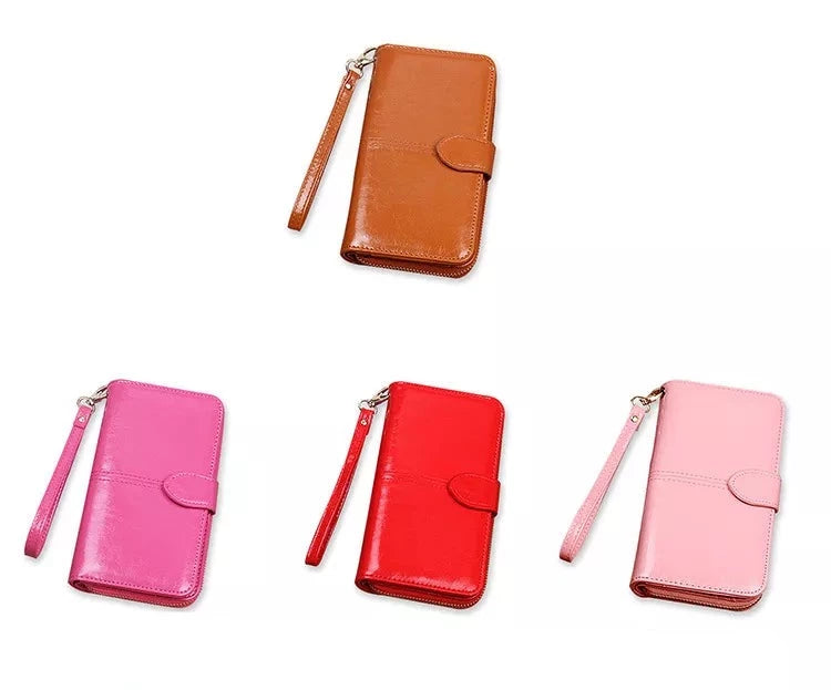 Portefeuille en cuir PU avec fermeture éclair pour femme
