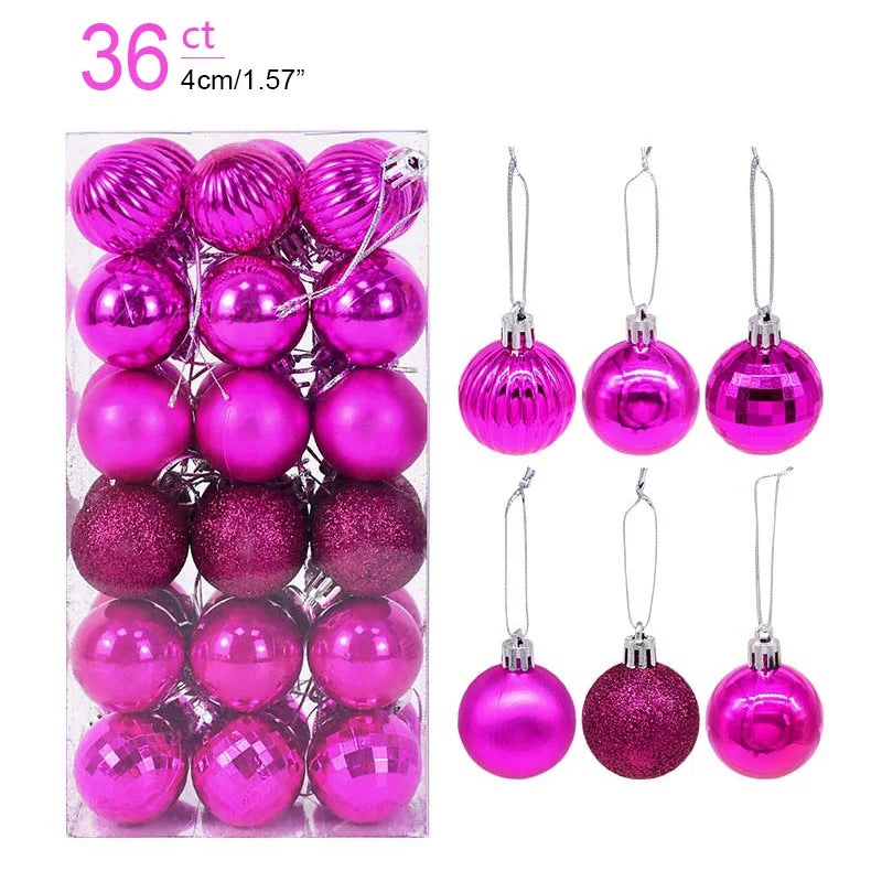 Lot de 36 Mini Boules de Noël