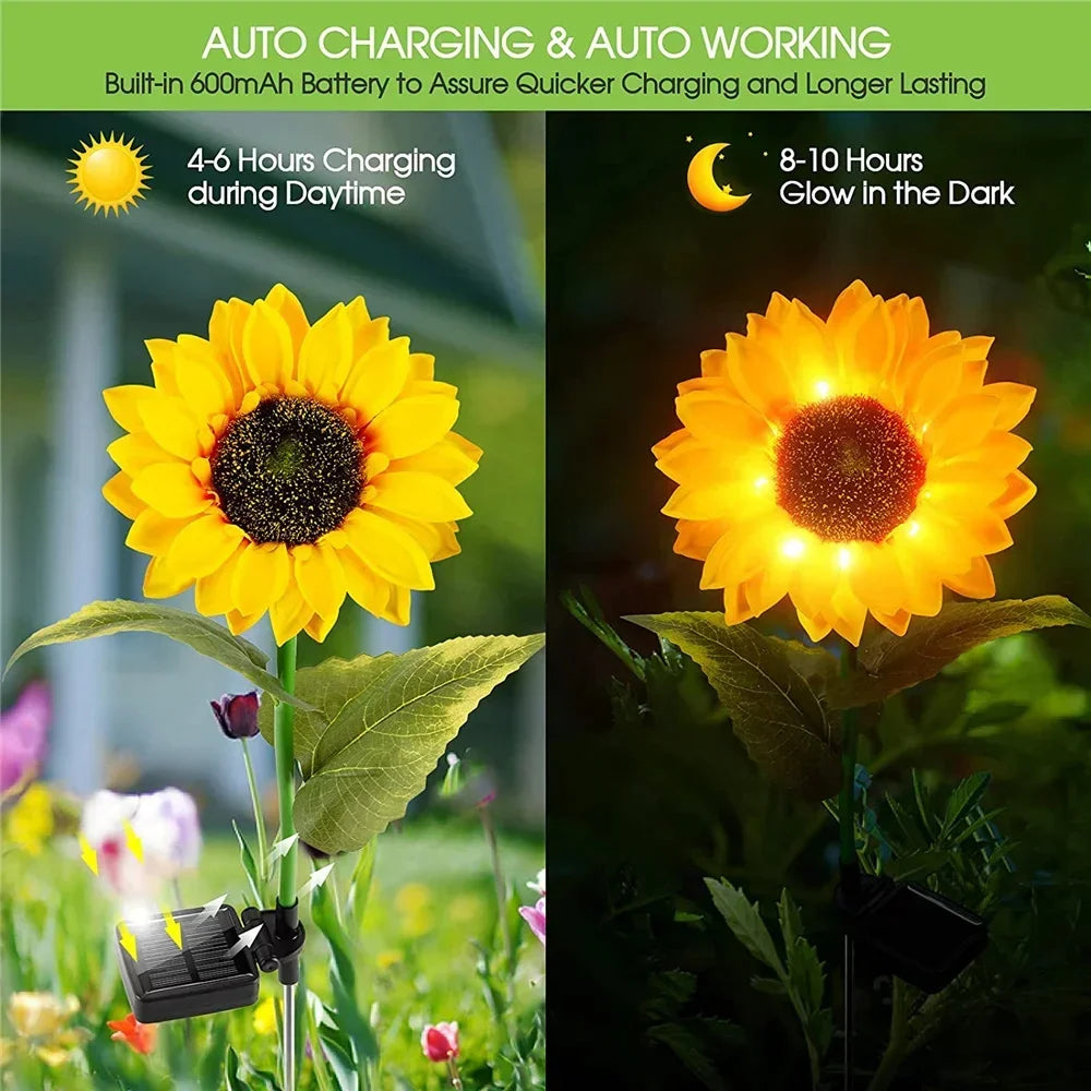 Lampe solaire LED en Tournesol à planter