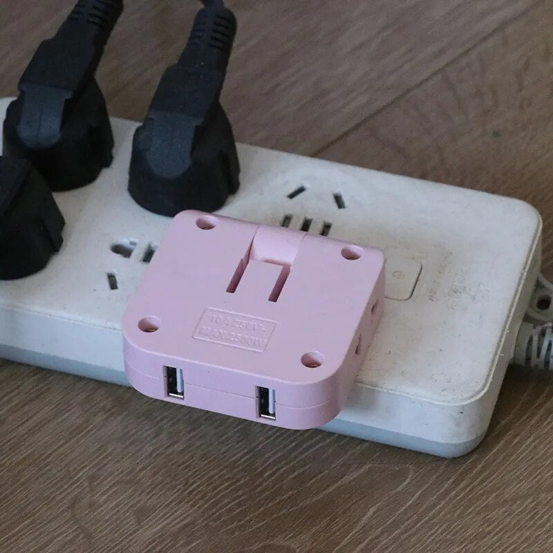 Lot de 3 Prise murale gain de place 4 en 1 - 2 Ports USB