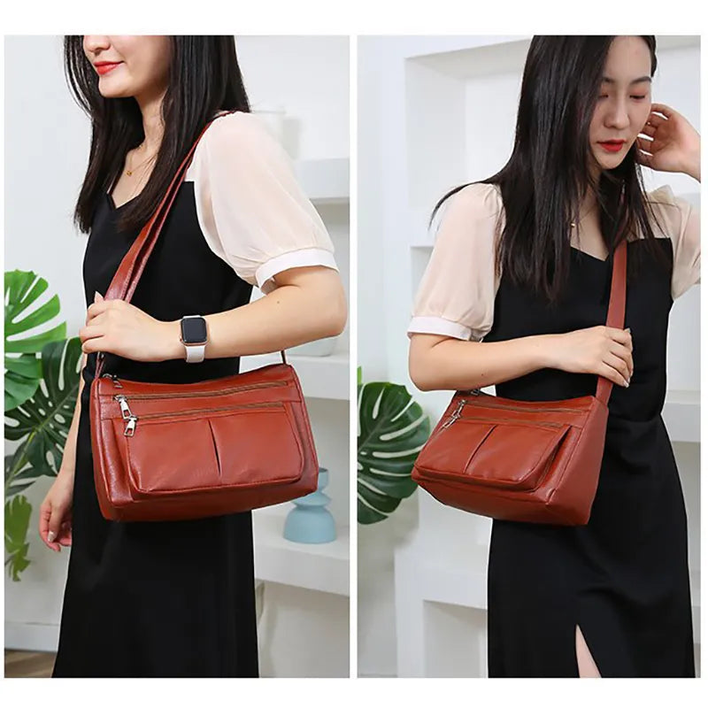 Sac bandoulière en Cuir PU multi-rangement