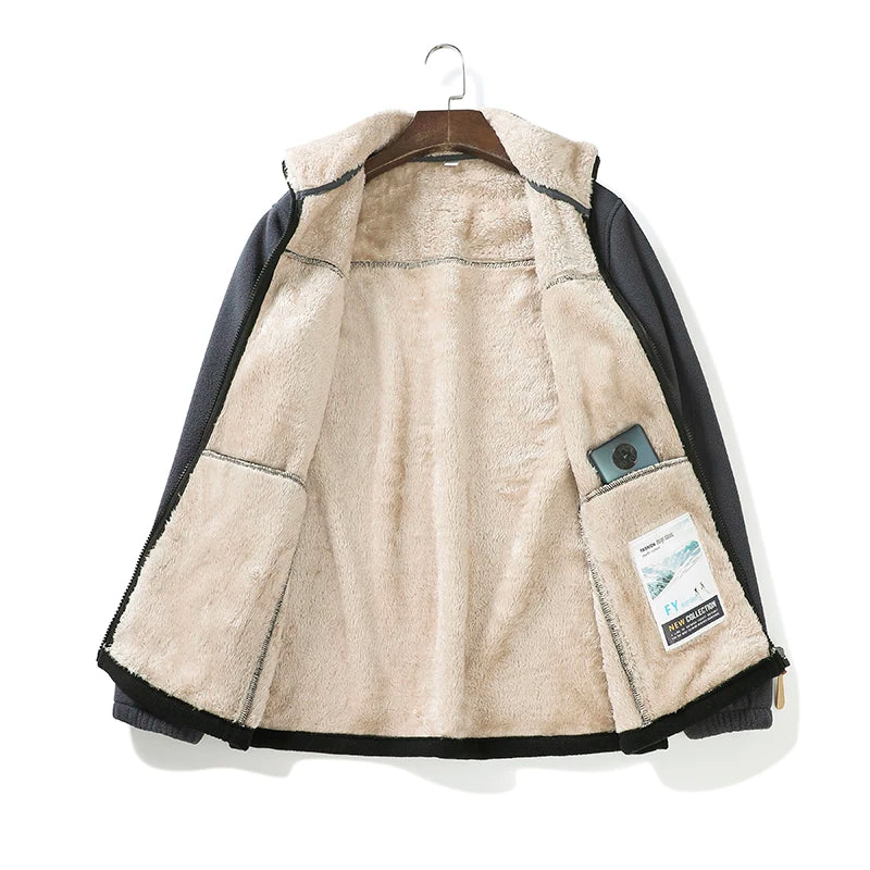 Polaire bicolore à col montant doublure chaude pour hommes