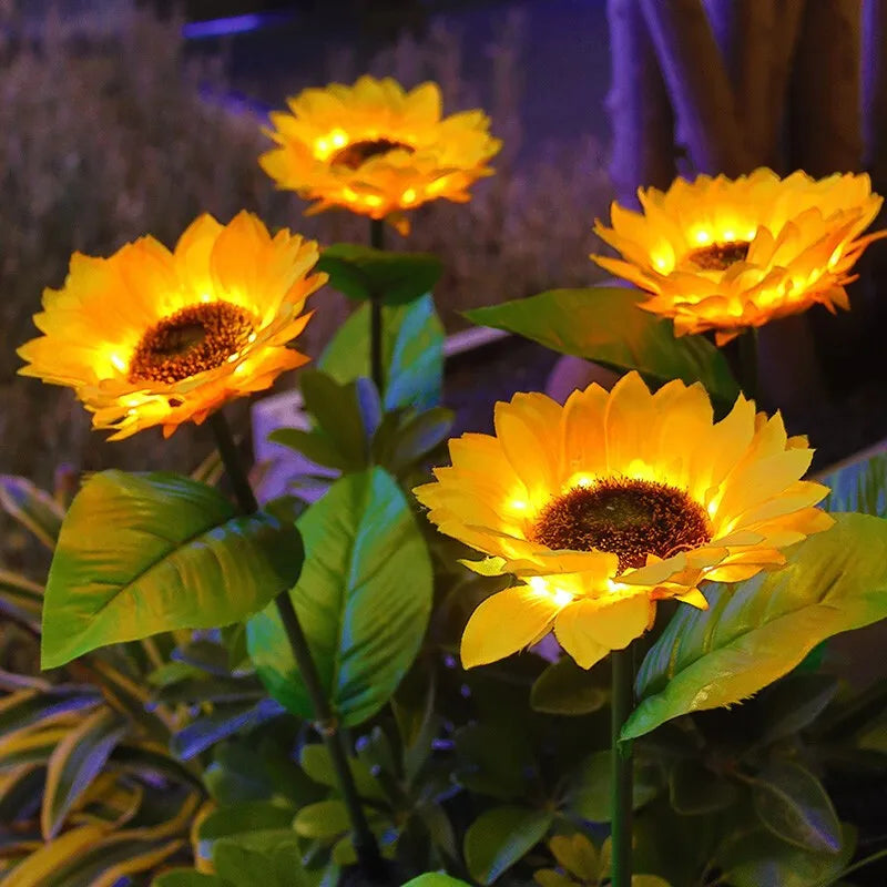 Lot de 3 Lampes Solaires LED Tournesol – Éclairage Décoratif pour Jardin, Pelouse & Cour
