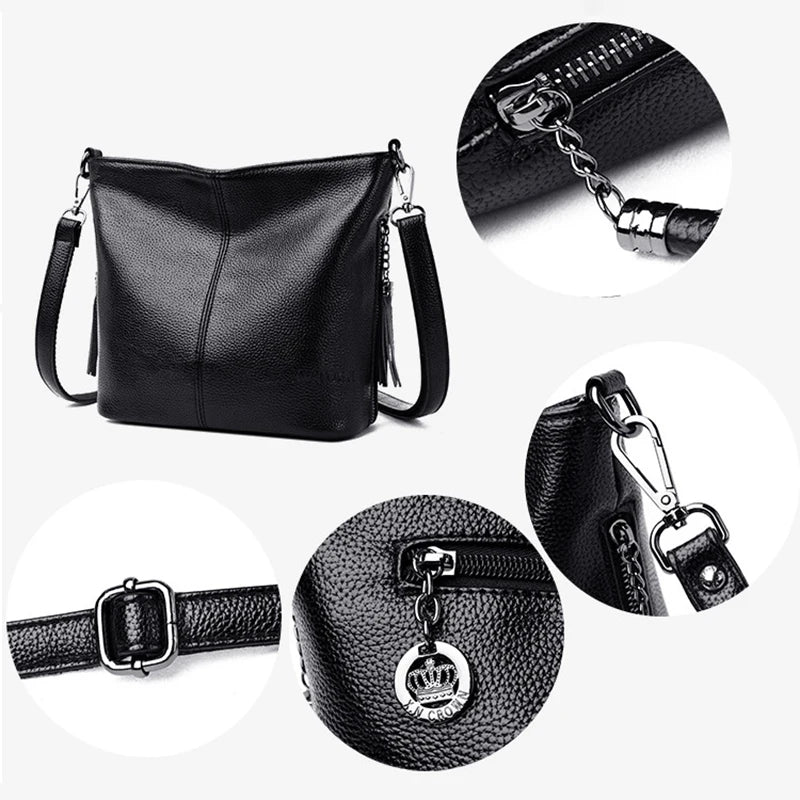 Sac à bandoulière en cuir PU souple pour femmes