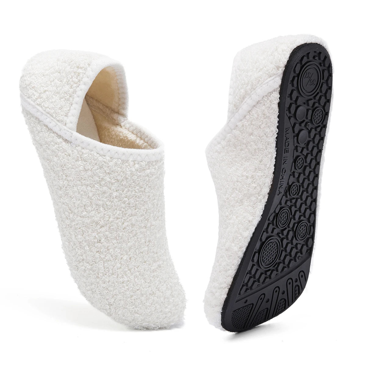 Pantoufles Moelleuses & Chaudes en Peluche Bouclette - Modèle Mixte