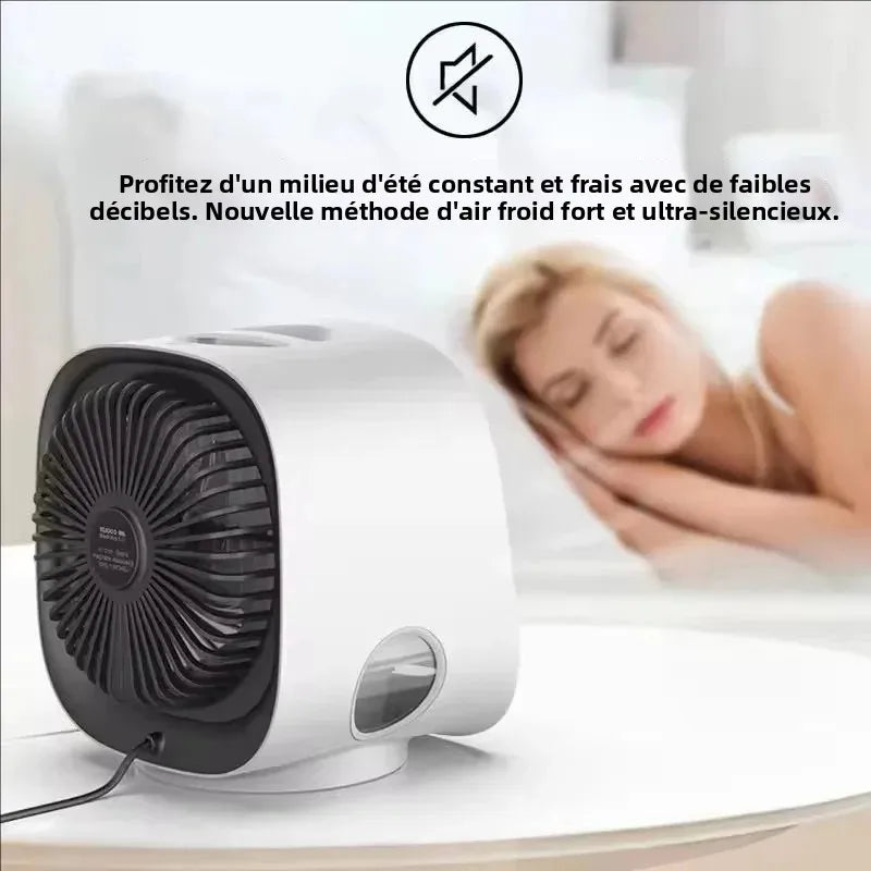 Rafraîchisseur d’Air Portable USB – Mini Climatiseur avec Brumisateur, Ventilateur de Bureau Rechargeable