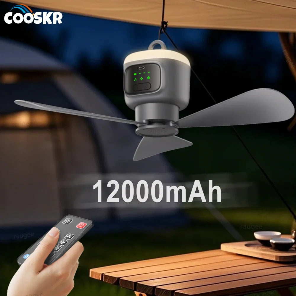 Ventilateur de Plafond 12000mAh Portable & Rechargeable - 4 Vitesses