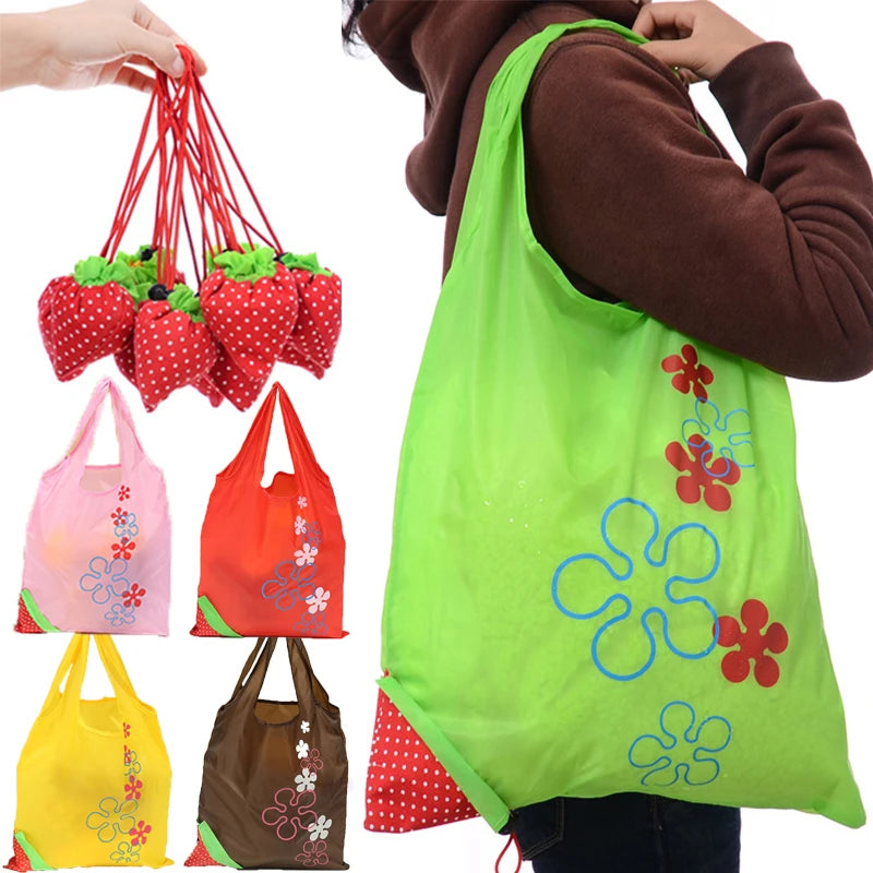 STRAWBY - Sac de Course Réutilisable & Pliable en Fraise - 1 ACHETÉ = 1 OFFERT