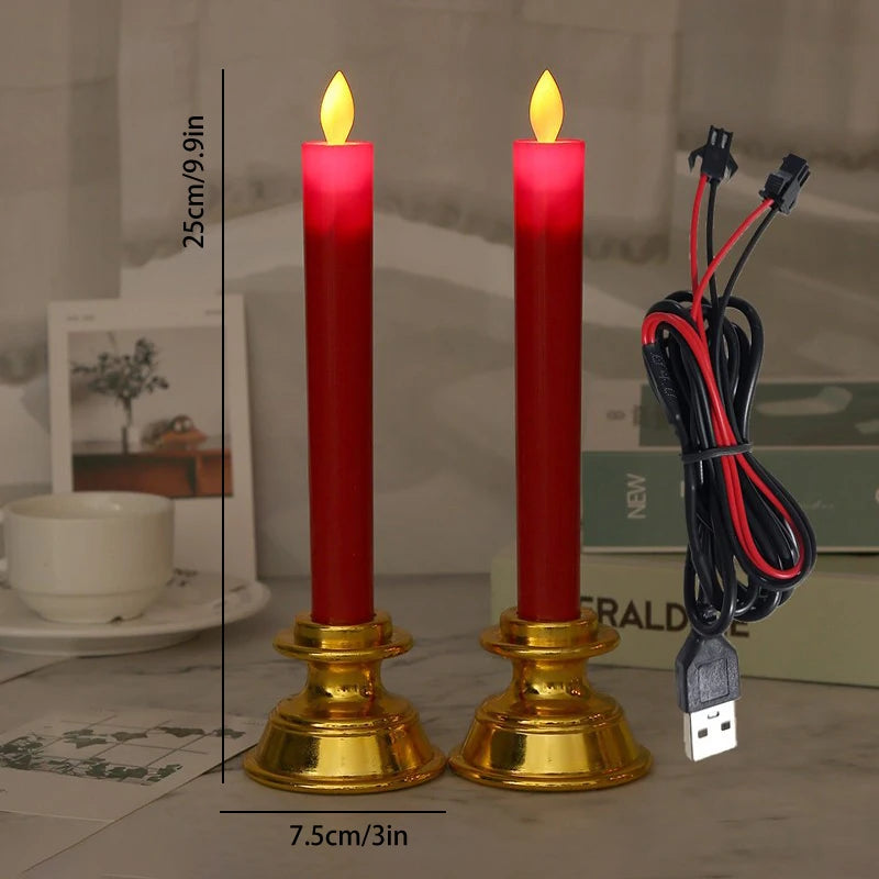 Lot de 2 Bougies Cierges Chandelier à LED