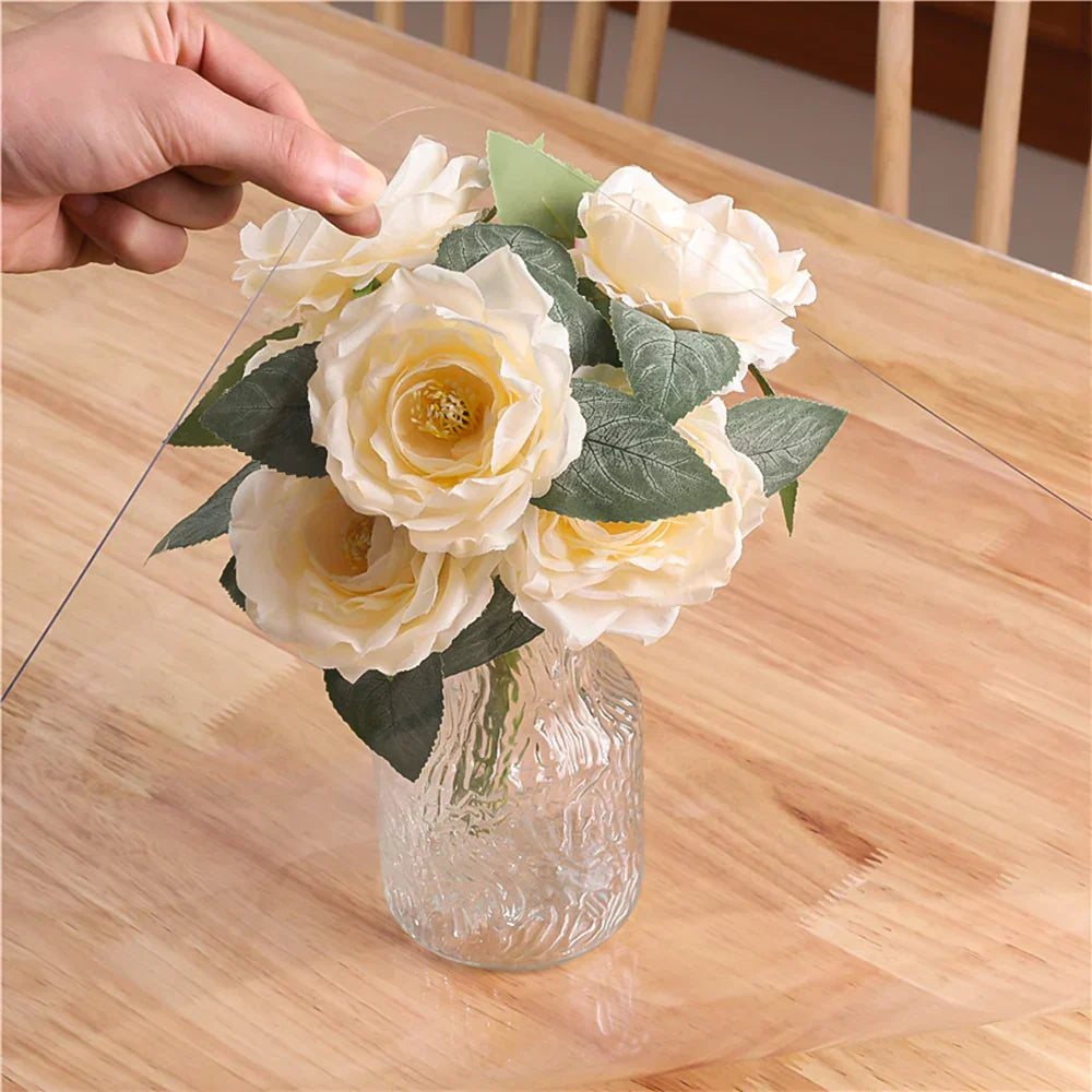 Nappe Transparente en PVC Épaisse Résistante à la Chaleur, à l'Huile & Imperméable