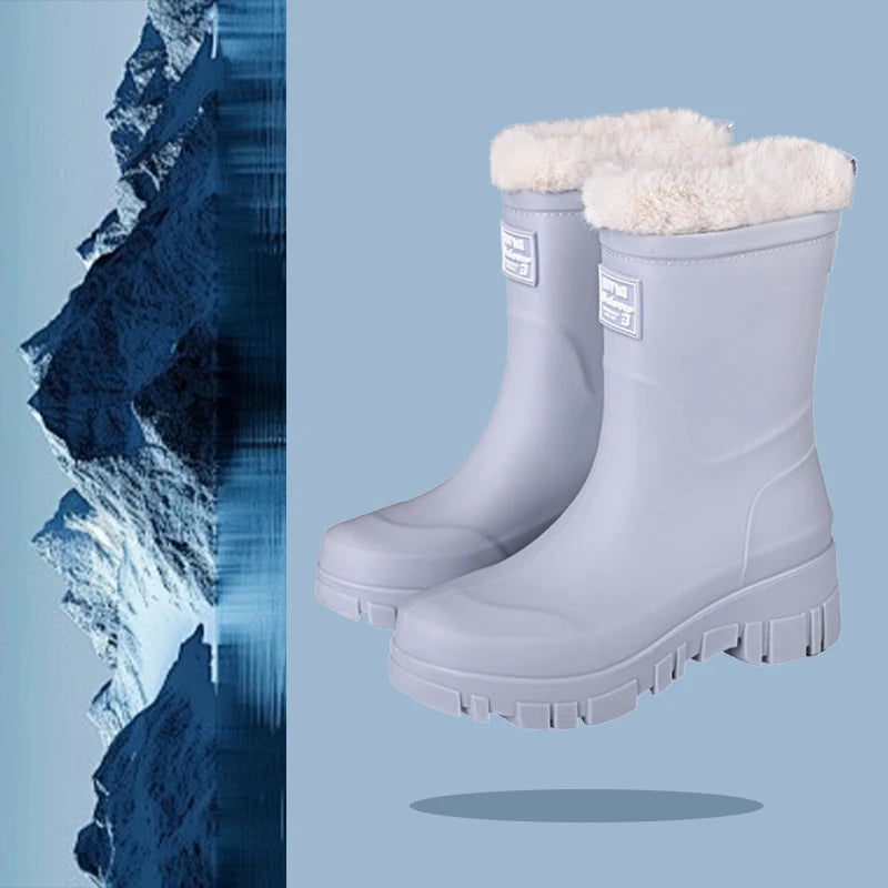 Bottes de Pluie Montantes à Doublure Chaude - Femme