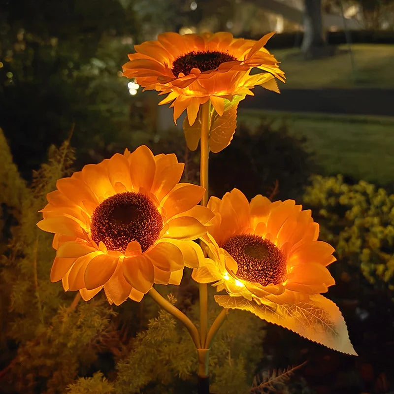 Lot de 3 Lampes Solaires LED Tournesol – Éclairage Décoratif pour Jardin, Pelouse & Cour