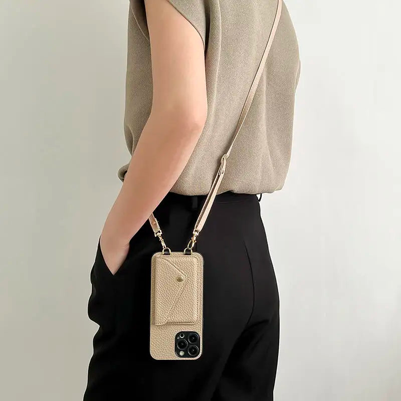 Coque pour iPhone portefeuille de luxe en bandoulière