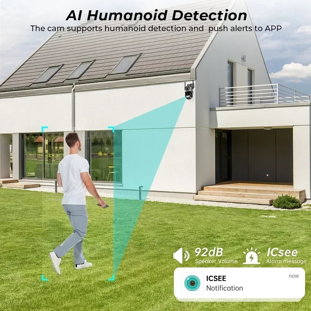 Caméra de surveillance rotative 360° Double Vision HD - Alarme Détection des mouvements